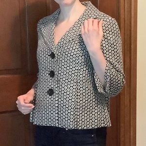 AnnTaylor Short Trapeze/Flyaway Embroidered Cotton/Silk Jacket w/Bracelet Sleeve